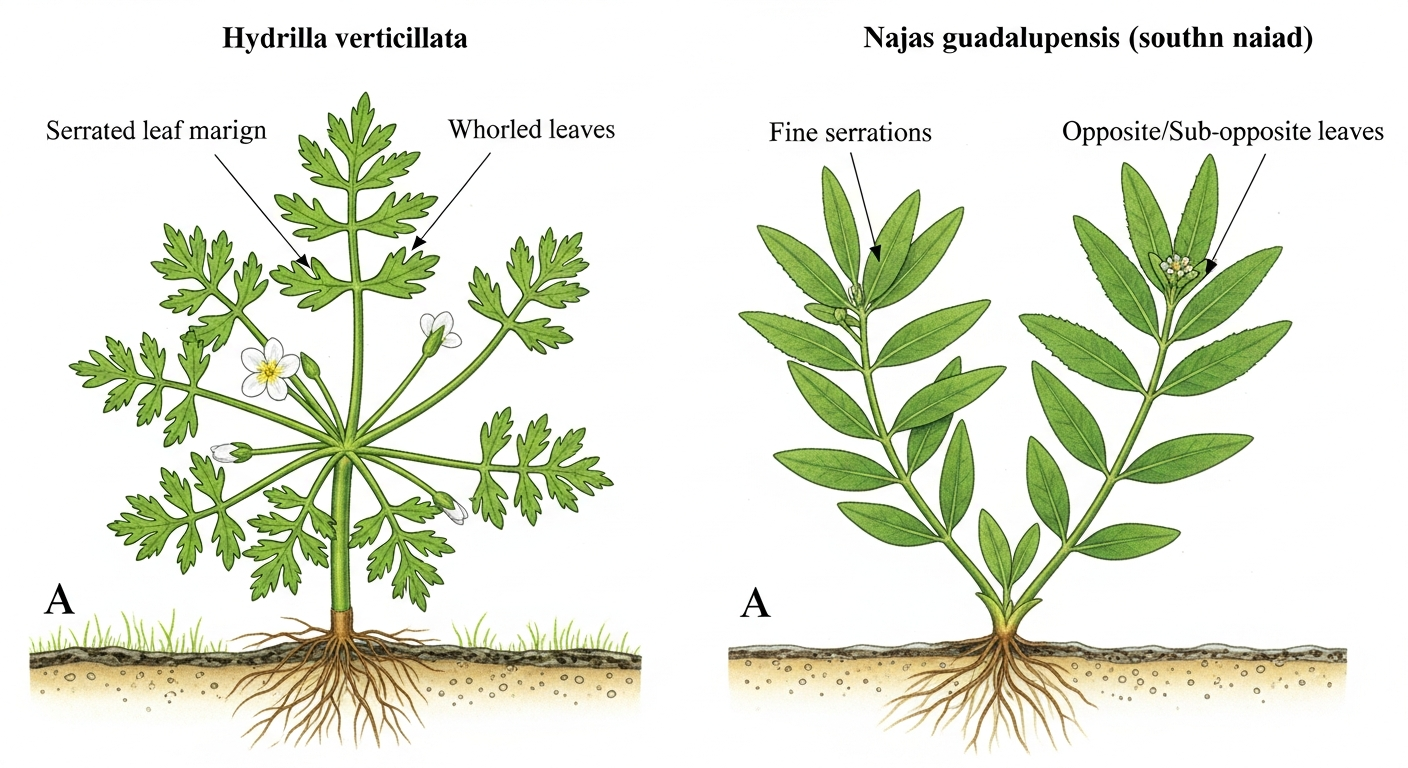 Hydrilla vs Najas comparison