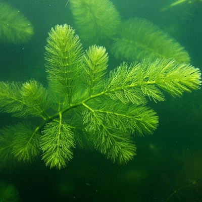 Close-up of Hydrilla verticillata plant in clear water